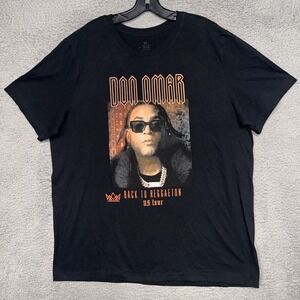 Don Omar Back To Reggaeton Tour T Shirt Men's Sz XL Black US Concert 2-Sided Tee